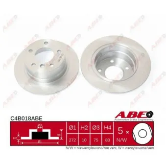 Jeu de 2 disques de frein arrière ABE C4B018ABE