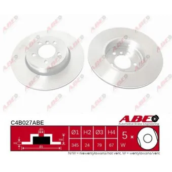 Jeu de 2 disques de frein arrière ABE C4B027ABE