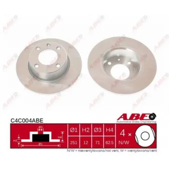Jeu de 2 disques de frein arrière ABE C4C004ABE