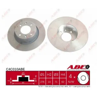 Jeu de 2 disques de frein arrière ABE C4C010ABE