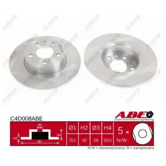 Jeu de 2 disques de frein arrière ABE C4D008ABE