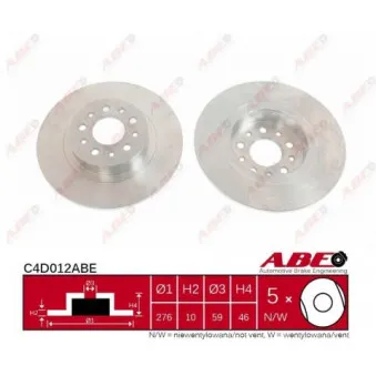 Jeu de 2 disques de frein arrière ABE C4D012ABE