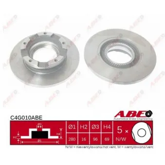 Jeu de 2 disques de frein arrière ABE C4G010ABE
