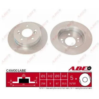 Jeu de 2 disques de frein arrière ABE C4M001ABE