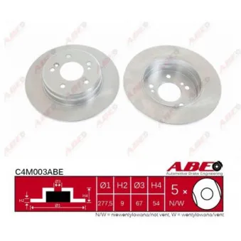 Jeu de 2 disques de frein arrière ABE C4M003ABE