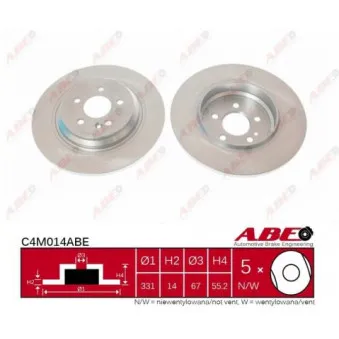 Jeu de 2 disques de frein arrière ABE C4M014ABE
