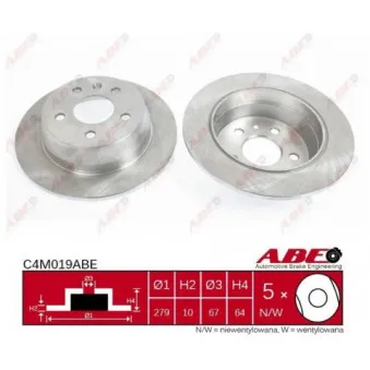 Jeu de 2 disques de frein arrière ABE