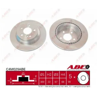 Jeu de 2 disques de frein arrière ABE C4M029ABE