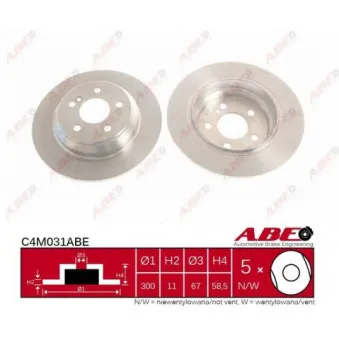 Jeu de 2 disques de frein arrière ABE C4M031ABE