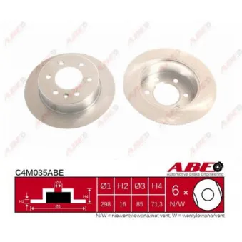 Jeu de 2 disques de frein arrière ABE C4M035ABE