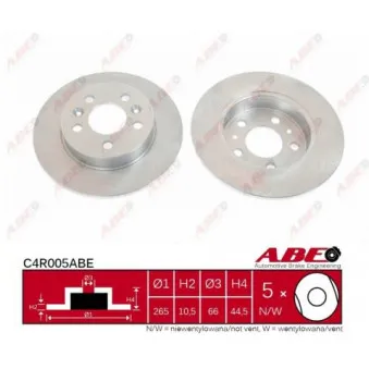 Jeu de 2 disques de frein arrière ABE C4R005ABE