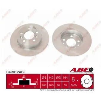 Jeu de 2 disques de frein arrière ABE C4R012ABE