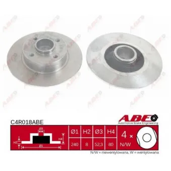 Jeu de 2 disques de frein arrière ABE C4R018ABE