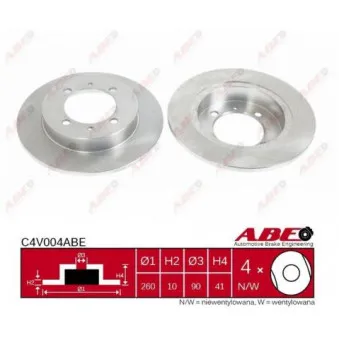 Jeu de 2 disques de frein arrière ABE C4V004ABE