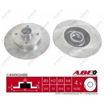 Jeu de 2 disques de frein arrière ABE C4W002ABE