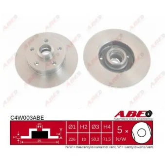 Jeu de 2 disques de frein arrière ABE C4W003ABE