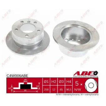 Jeu de 2 disques de frein arrière ABE C4W006ABE