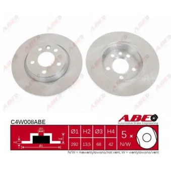 Jeu de 2 disques de frein arrière ABE C4W008ABE