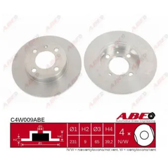 Jeu de 2 disques de frein arrière ABE C4W009ABE