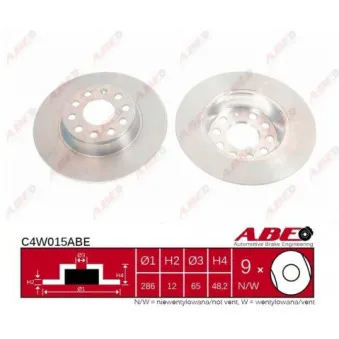 Jeu de 2 disques de frein arrière ABE C4W015ABE