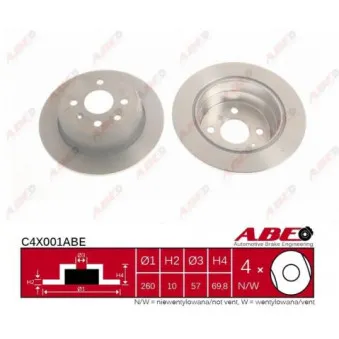 Jeu de 2 disques de frein arrière ABE C4X001ABE
