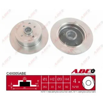 Jeu de 2 disques de frein arrière ABE C4X005ABE