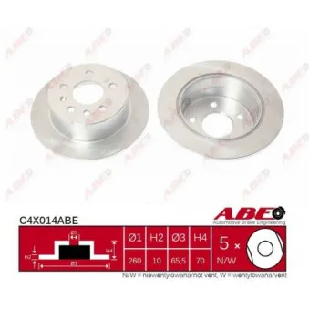Jeu de 2 disques de frein arrière ABE C4X014ABE