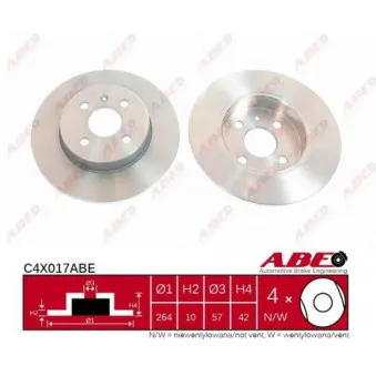 Jeu de 2 disques de frein arrière ABE C4X017ABE