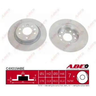 Jeu de 2 disques de frein arrière ABE C4X019ABE