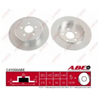 Jeu de 2 disques de frein arrière ABE C4Y000ABE