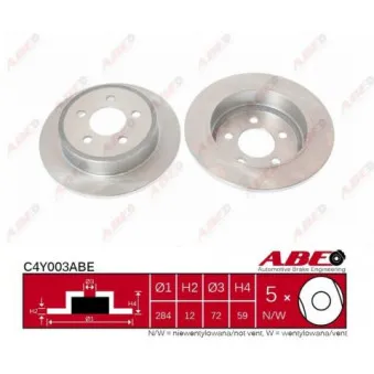 Jeu de 2 disques de frein arrière ABE C4Y003ABE