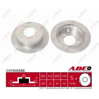 Jeu de 2 disques de frein arrière ABE C4Y009ABE