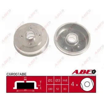 Tambour de frein ABE C6R007ABE