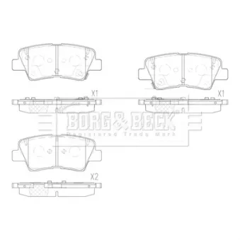 Jeu de 4 plaquettes de frein arrière BORG & BECK BBP2901