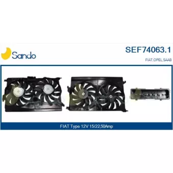 Moteur électrique, ventilateur pour radiateurs SANDO SEF74063.1