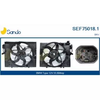 Moteur électrique, ventilateur pour radiateurs SANDO SEF75018.1