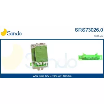 Résistance, pulseur d'air habitacle SANDO SRS73026.0