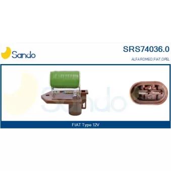 Résistance de série, moteur électrique-ventilateur du radiat SANDO SRS74036.0