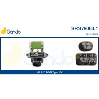 Résistance de série, moteur électrique-ventilateur du radiat SANDO SRS78063.1