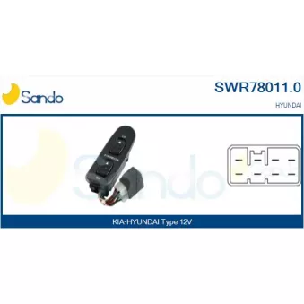 Interrupteur, lève-vitre SANDO SWR78011.0