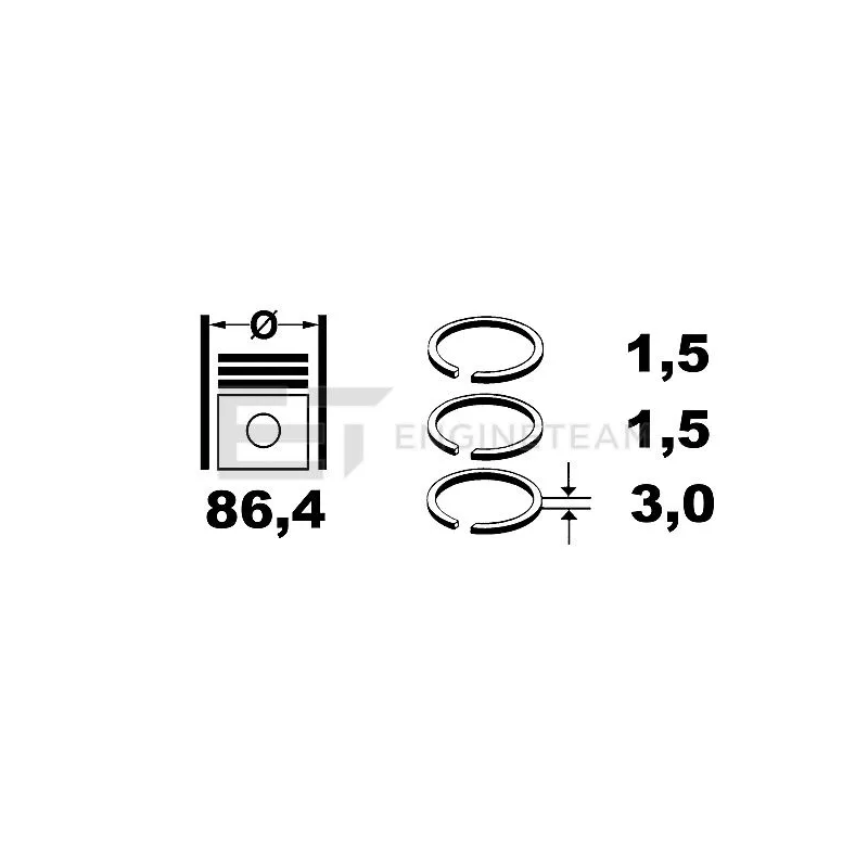 Jeu de segments de pistons ET ENGINETEAM R1001600