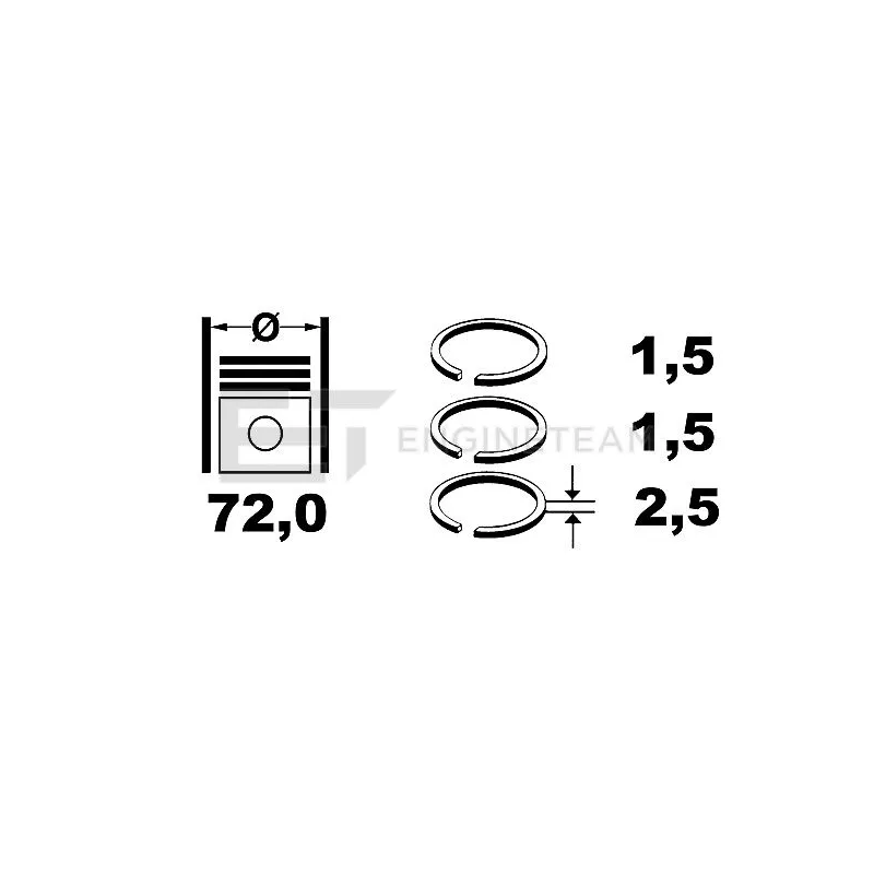Jeu de segments de pistons ET ENGINETEAM R1004000