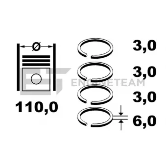 Jeu de segments de pistons ET ENGINETEAM R1011100