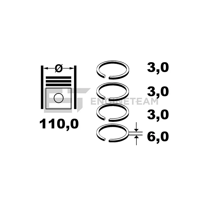 Jeu de segments de pistons ET ENGINETEAM R1011100