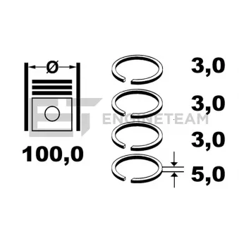 Jeu de segments de pistons ET ENGINETEAM R1011200