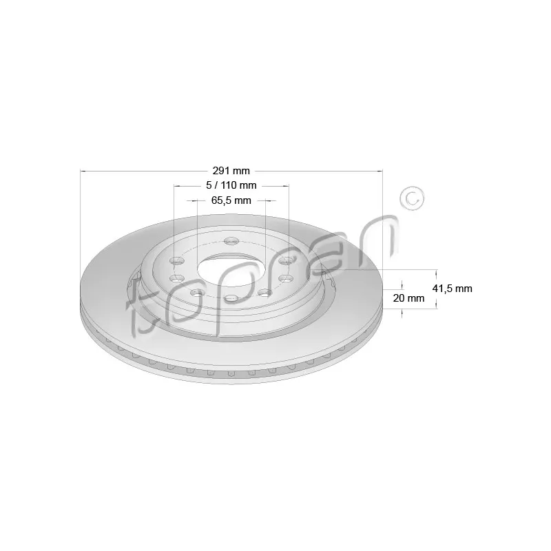 Jeu de 2 disques de frein arrière TOPRAN 206 859