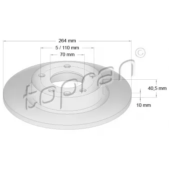 Jeu de 2 disques de frein arrière TOPRAN 207 655