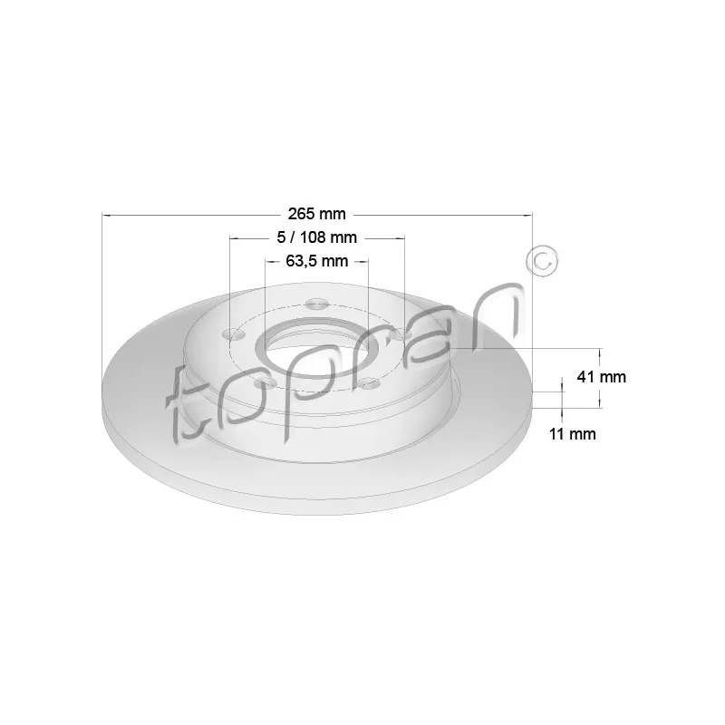 Jeu de 2 disques de frein arrière TOPRAN 302 332