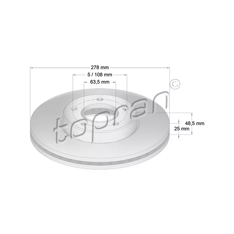 Jeu de 2 disques de frein avant TOPRAN 302 335