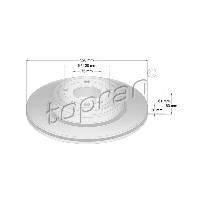 Jeu de 2 disques de frein arrière TOPRAN 500 948